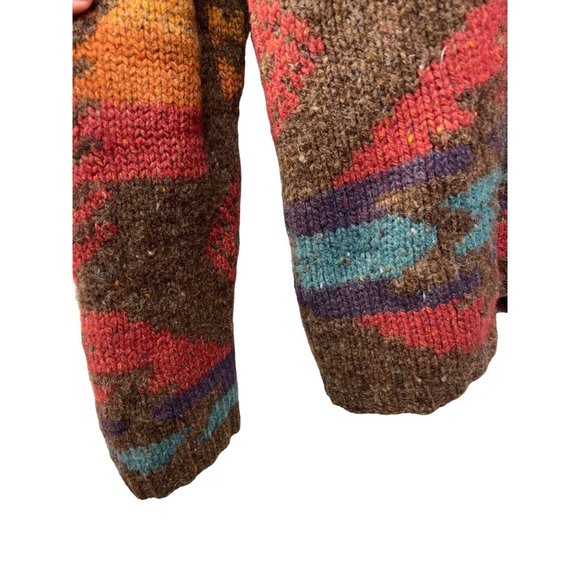 Rare 90's Hand Knit For Lauren Ralph Lauren Aztec Chunky Sweater - Picture 3 of 8